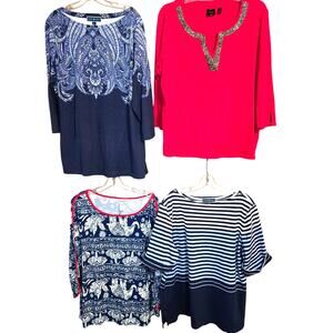 Women's 2X 18W 20W Tops Shirts Blouses Sweaters Wholesale Bulk Lot of 4 2XL XXL